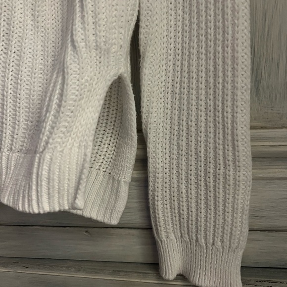 Vince Optic White‎ Ribbed Chunky Knit Oversized V-Neck Sweater Minimalist - Picture 4 of 8